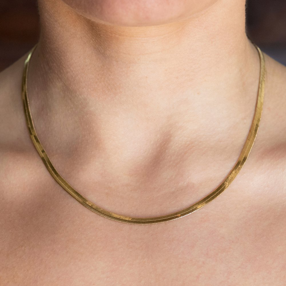 Herringbone Necklace 18K Gold Plated