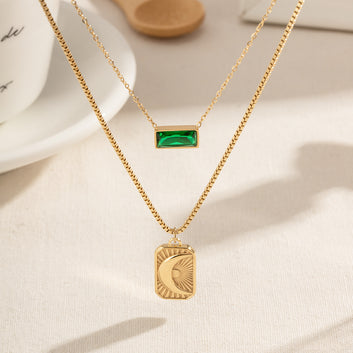 Emerald Celeste Necklace - 18K Gold Plated