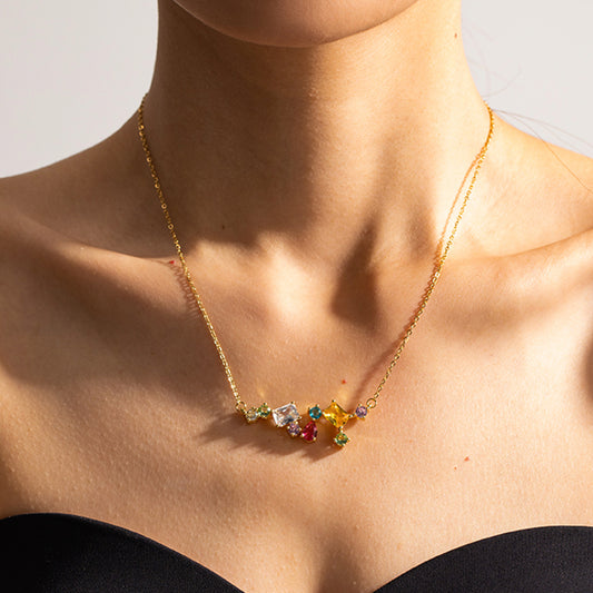 Myra Color Necklace - 18K Gold Plated