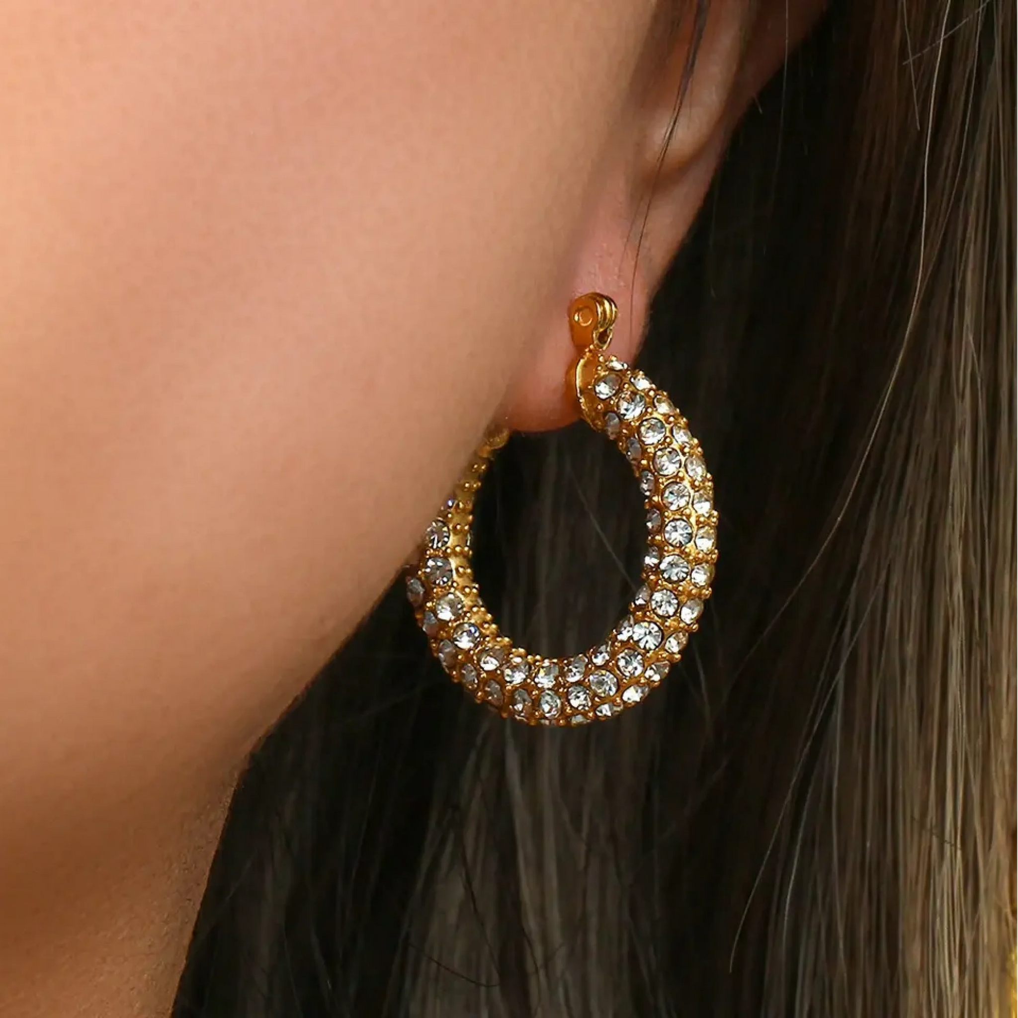 Diana Diamond Earring - 18K Gold Plated