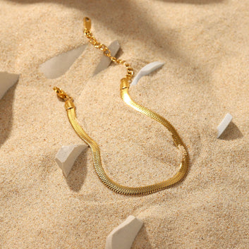 Herringbone Bracelet - 18K Gold Plated