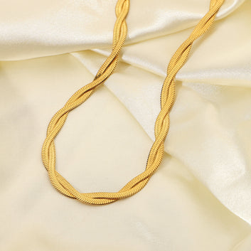 Double Herringbone Necklace - 18K Gold Plated