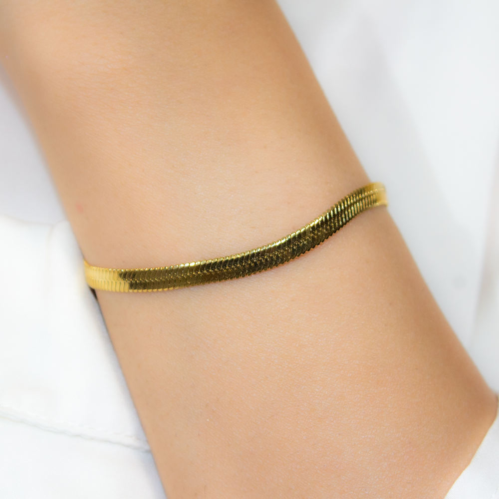 Herringbone Bracelet - 18K Gold Plated